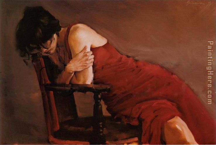 Red Dress painting - Michael Austin Red Dress art painting
